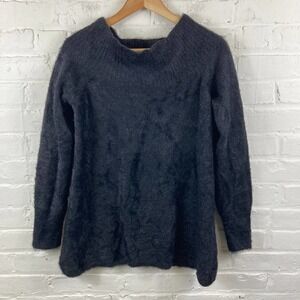 Loft Women's Round Neck Pullover Sweater Long Sleeves Charcoal Gray Medium